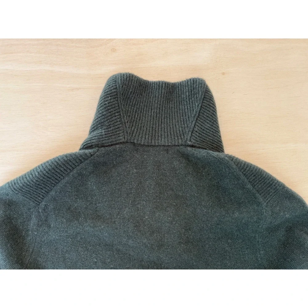 Banana Republic Mens XL Forest Green Shawl Collar Italian Yarn Elbow Sweater